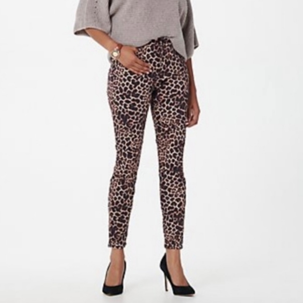 Jen 7 for All Mankind Animal Print Ankle Skinny Pant Golden Leopard 10 Mob Wife
